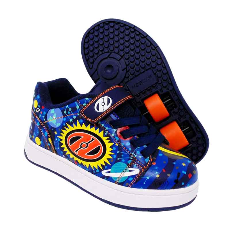 Tenis Patin Para Niño Heelys Color Azul Estampado Con Dos Ruedas Desmontables