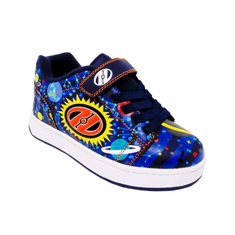 Tenis Patin Para Niño Heelys Color Azul Estampado Con Dos Ruedas Desmontables