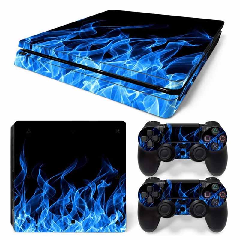 Ps4 Slim Skin Estampa Pegatina Para Playstation 4 Slim Fuego Azul
