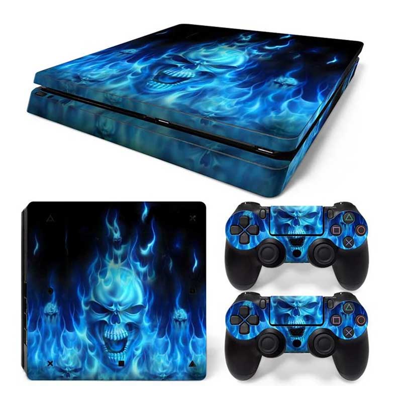 Ps4 Slim Skin Estampa Pegatina Para Playstation 4 Slim Calavera Azul
