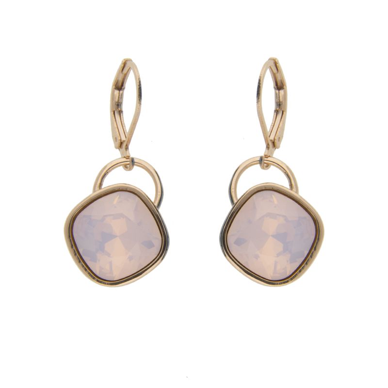 Arete para Mujer con Cristal Fino Europeo en forma de Rombo, Bañado en Oro 14k, Arete Elegante y Brillante, Aretes de Mujer de Moda, Joyería para Mujer de Moda, Regalo especial