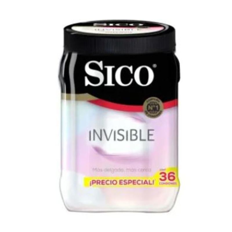 Condon Preservativo Sico Invisible Caja con 55 pzas