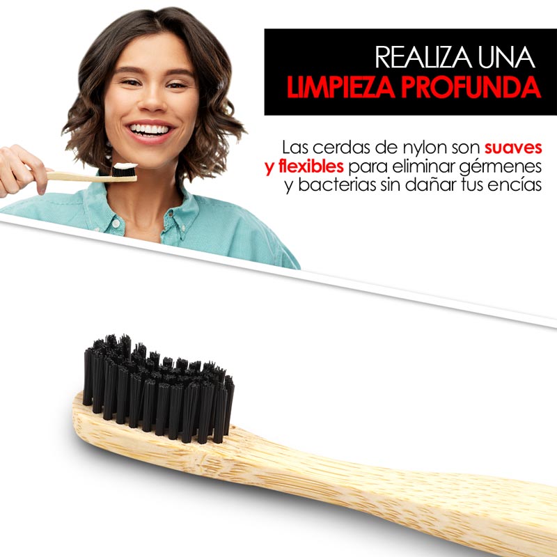 Cepillo de Dientes Bambú Paquete 8 Piezas Ecológico Redlemon.