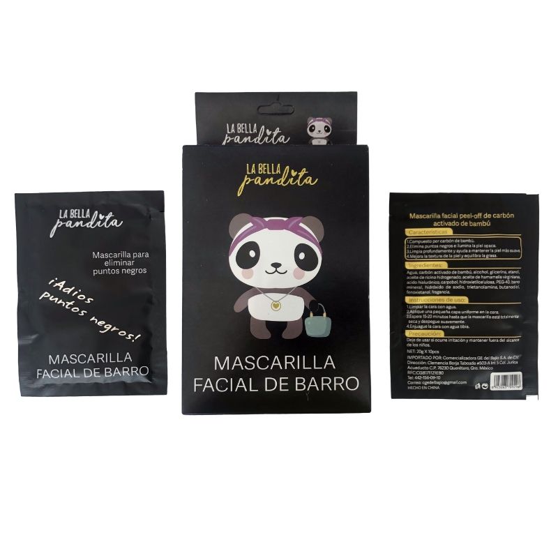 10 PACK, LBP Mascarilla Facial Peel-Off de Carbón activado de Bambú, para eliminar puntos negros, 20 gr cada sobre.