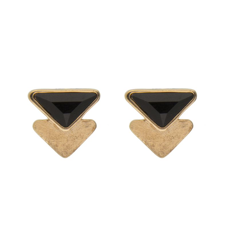 Arete para Mujer con Cristal Fino Europeo en forma de Tiagle, Bañado en Oro 14k, Arete Elegante y Brillante, Aretes de Mujer de Moda, Joyería para Mujer de Moda, Regalo especial