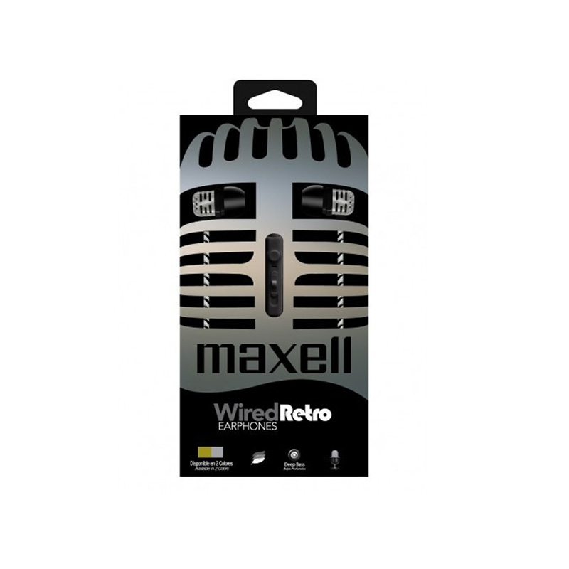AUDIFONOS ALAMBRICOS  MANOS LIBRES RETRO PLATA -MAXELL-