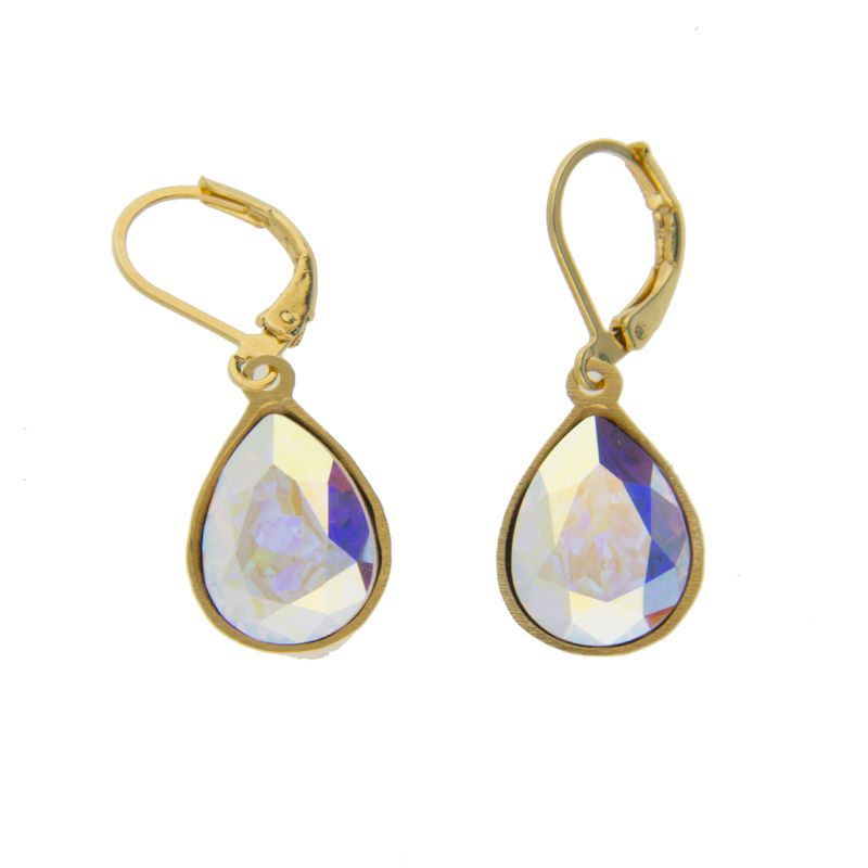 Arete para Mujer con Cristal Fino Europeo en forma de Gota, Bañado en Oro 14k, Arete Elegante y Brillante, Aretes de Mujer de Moda, Joyería para Mujer de Moda, Regalo especial
