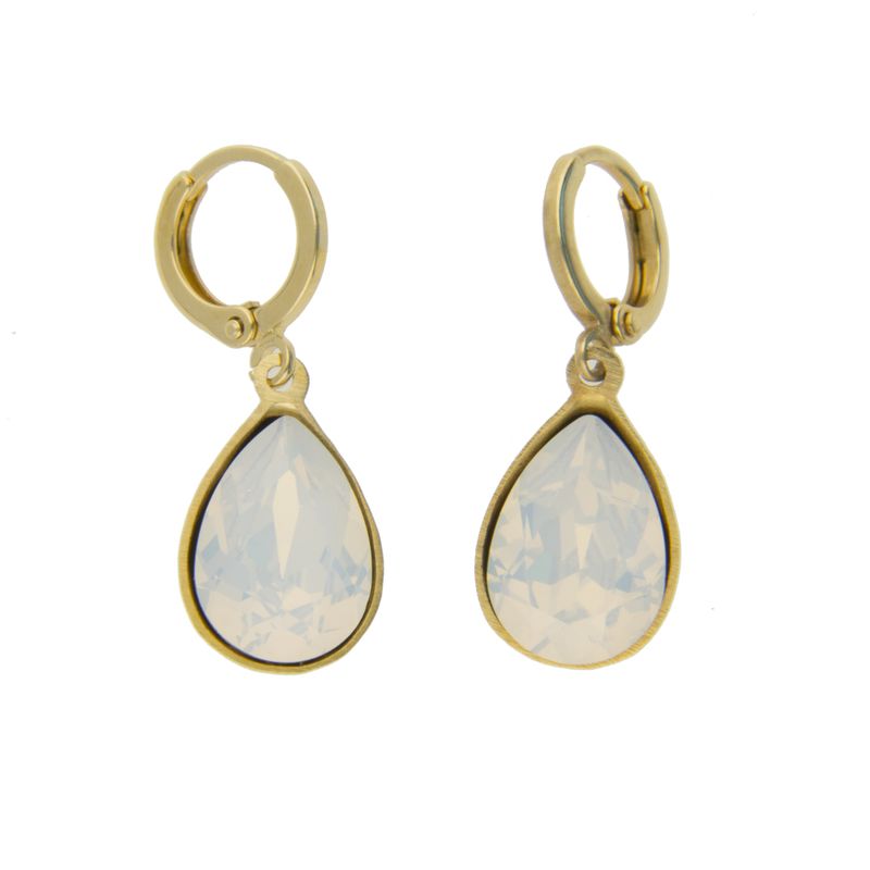 Arete para Mujer con Cristal Fino Europeo en forma de Gota, Bañado en Oro 14k, Arete Elegante y Brillante, Aretes de Mujer de Moda, Joyería para Mujer de Moda, Regalo especial