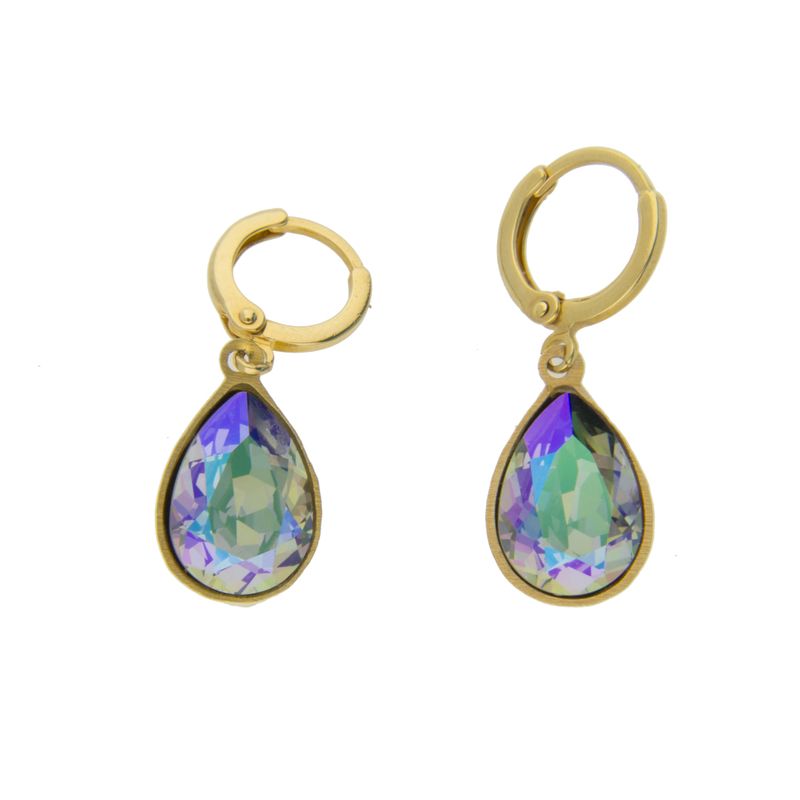 Arete para Mujer con Cristal Fino Europeo en forma de Gota, Bañado en Oro 14k, Arete Elegante y Brillante, Aretes de Mujer de Moda, Joyería para Mujer de Moda, Regalo especial