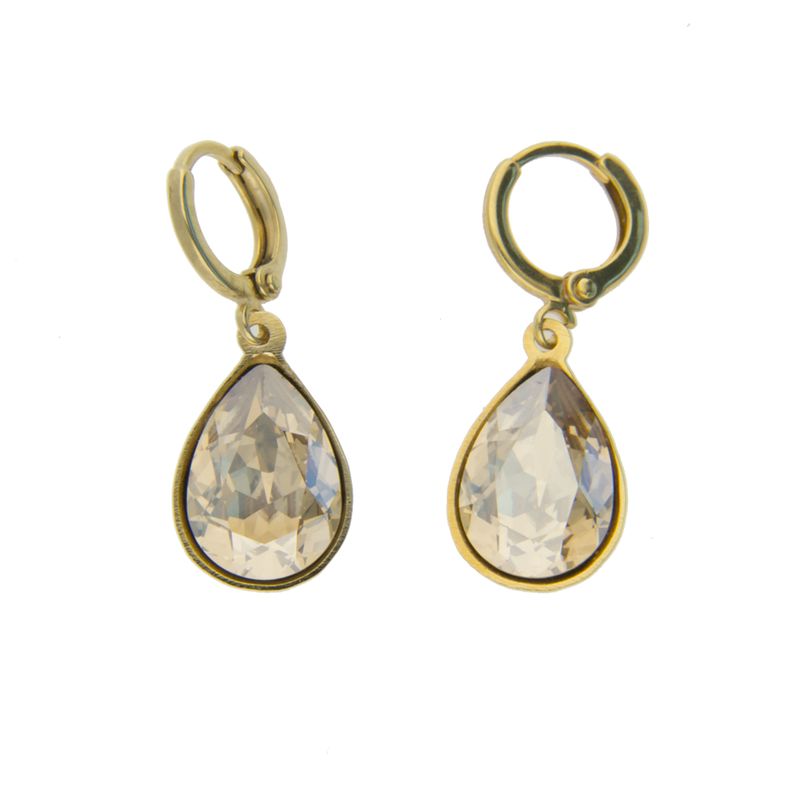 Arete para Mujer con Cristal Fino Europeo en forma de Gota, Bañado en Oro 14k, Arete Elegante y Brillante, Aretes de Mujer de Moda, Joyería para Mujer de Moda, Regalo especial