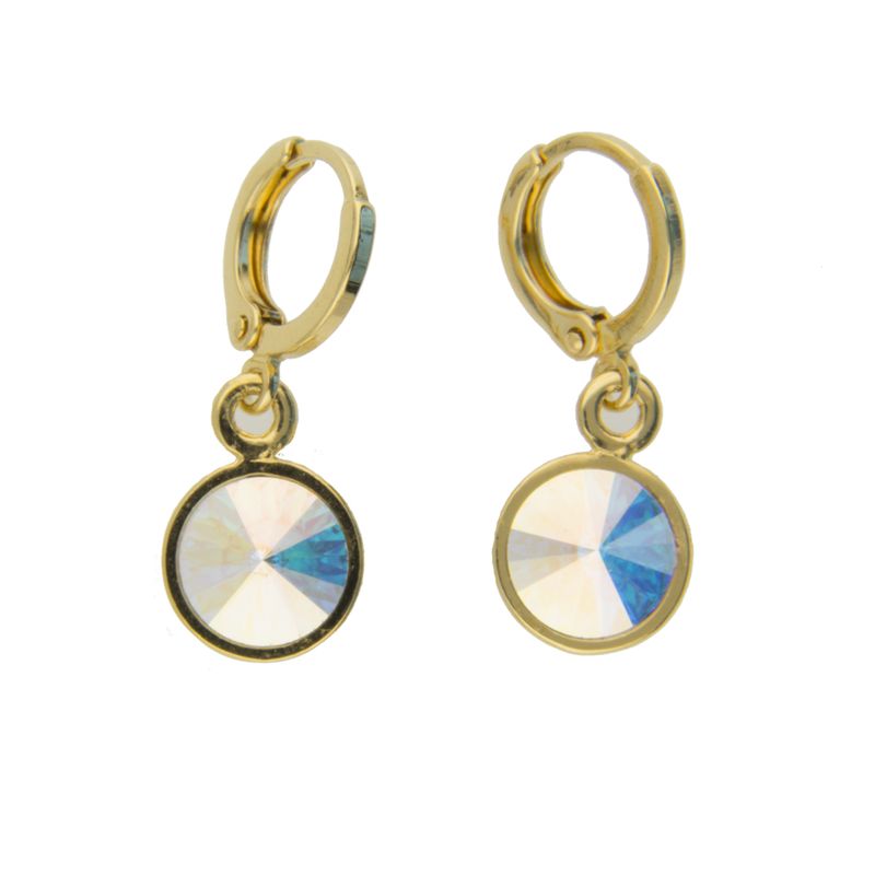 Arete para Mujer con Cristal Fino Europeo en forma de Circulo, Bañado en Oro 14k, Arete Elegante y Brillante, Aretes de Mujer de Moda, Joyería para Mujer de Moda, Regalo especial