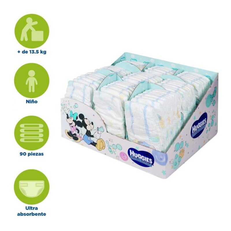 Pañales Etapa 6 Huggies UltraConfort Niño 90 pzas