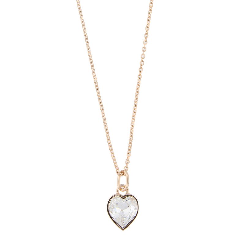 Collar para Mujer con Cristal Fino Europeo en forma de Corazón Chico- Bañado en Oro Rosa 14k- Collar Elegante y Brillante-Collares de Mujer de Moda- Joyería para Mujer de Moda- Regalo especial