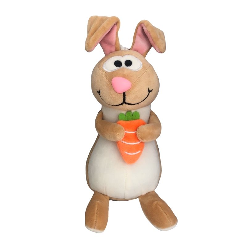 LBP Peluche de Conejo con Zanahoria, Suave, Color Morado, Beige, Verde, Conejito de Peluche con Orejas Flexibles, 38 cm (15In)
