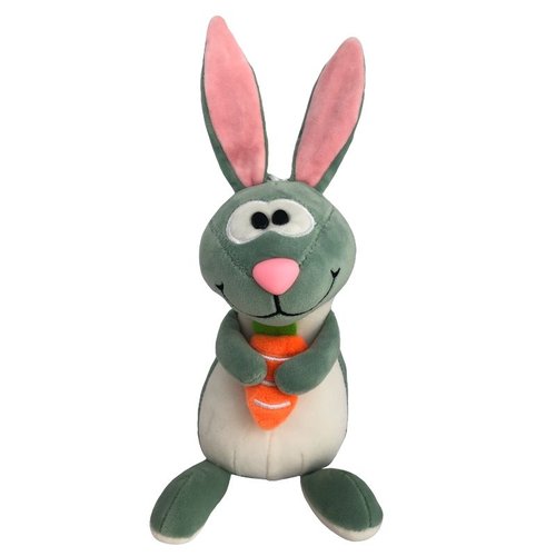 LBP Peluche de Conejo con Zanahoria, Suave, Color Morado, Beige, Verde, Conejito de Peluche con Orejas Flexibles, 38 cm (15In)