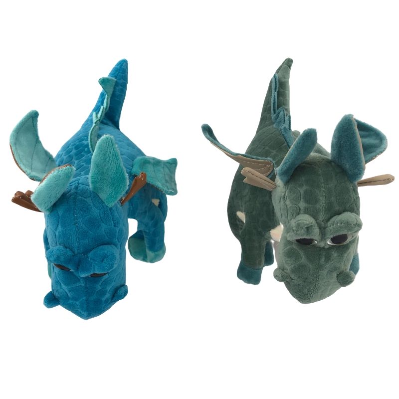 LBP Peluche de Dragón, Suave, Color Verde, Azul, Dragoncito de Peluche con Ojos brillantes, con Textura, 24 cm (10In)