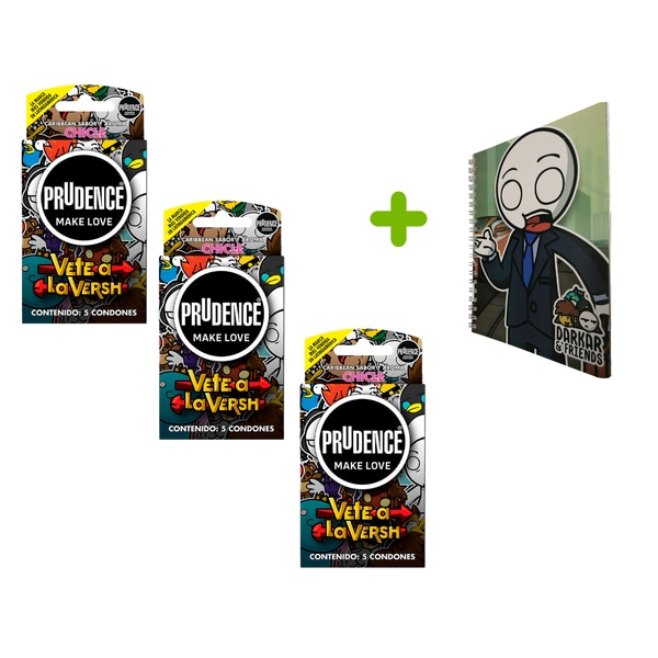 15 Condones Prudence Sabor Chicle + Cuaderno Vete A La Versh