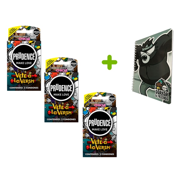 15 Condones Prudence Sabor Chicle + Cuaderno Vete A La Versh