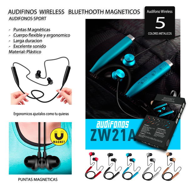 AUDIFONO BLUETOOTH DEPORTIVO NECKBAND MAGNETICO BAS ZW21A