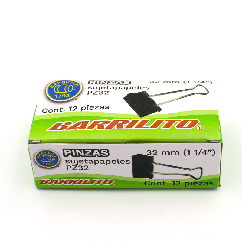 Clips Sujetadocumento Tipo Pinza 32mm Sujeta 80h 
Barrilito