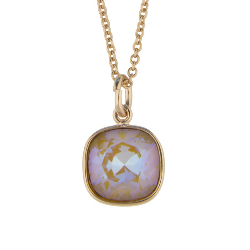 Collar para Mujer con Cristal Fino Europeo en forma de Cuadrado Chico- Bañado en Oro Rosa 14k- Collar Elegante y Brillante-Collares de Mujer de Moda- Joyería para Mujer de Moda- Regalo especial