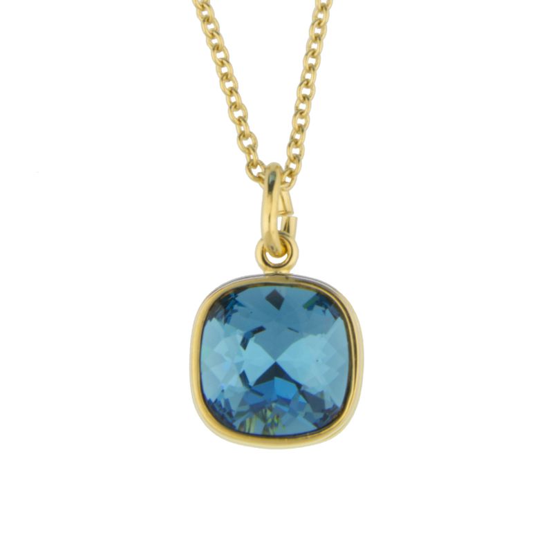Collar para Mujer con Cristal Fino Europeo en forma de Cuadrado Chico- Bañado en Oro 14k- Collar Elegante y Brillante-Collares de Mujer de Moda- Joyería para Mujer de Moda- Regalo especial