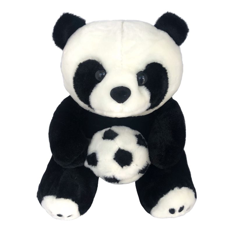 LBP Peluche de Oso Panda con Balón Futbol Soccer, Suave, Osito Panda de Peluche Sentado, Grande, 26x21x20.5cm (11Inx8.5Inx8In)