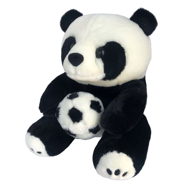 LBP Peluche de Oso Panda con Balón Futbol Soccer, Suave, Osito Panda de Peluche Sentado, Grande, 26x21x20.5cm (11Inx8.5Inx8In)