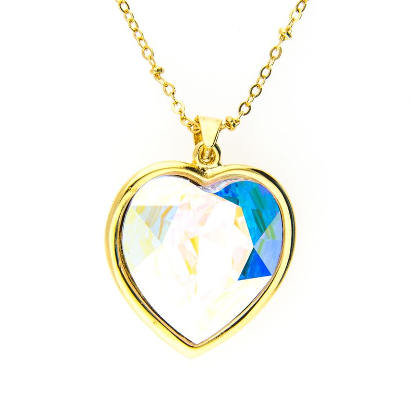 Collar para Mujer con Cristal Fino Europeo en forma de Corazón, Bañado en Oro 14k- Collar Elegante y Brillante-Collares de Mujer de Moda- Joyería para Mujer de Moda- Regalo especial