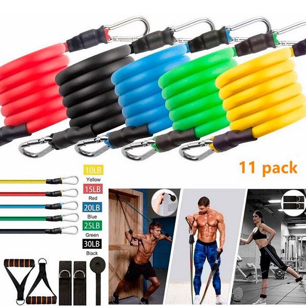Bandas Elásticas Para Ejercicio, Pack De 11 Piezas Gym 