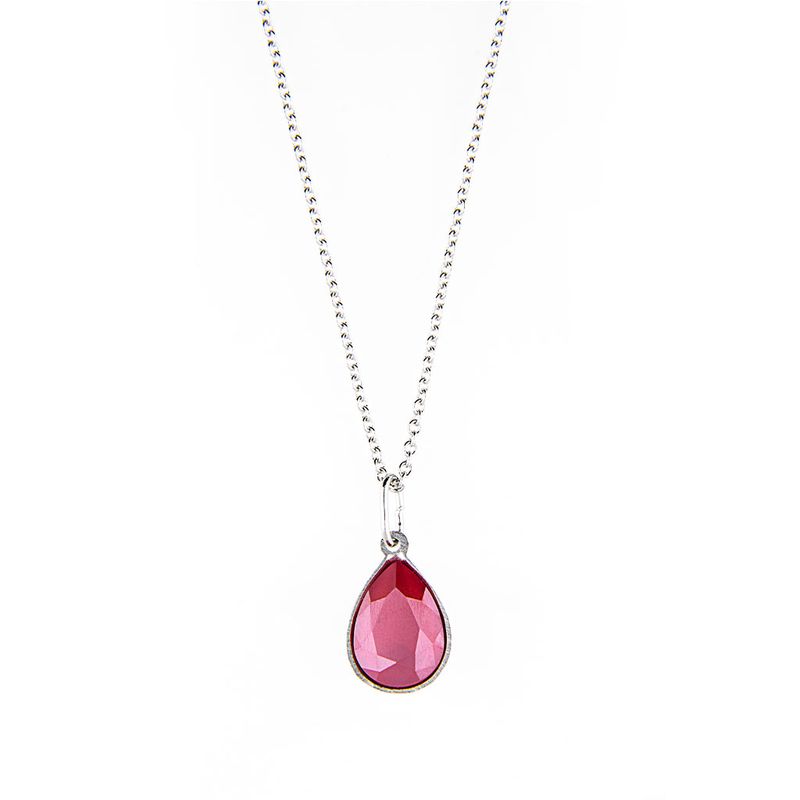 Collar para Mujer con Cristal Fino Europeo en forma de Gota- Bañado en Rodio- Collar Elegante y Brillante-Collares de Mujer de Moda- Joyería para Mujer de Moda- Regalo especial