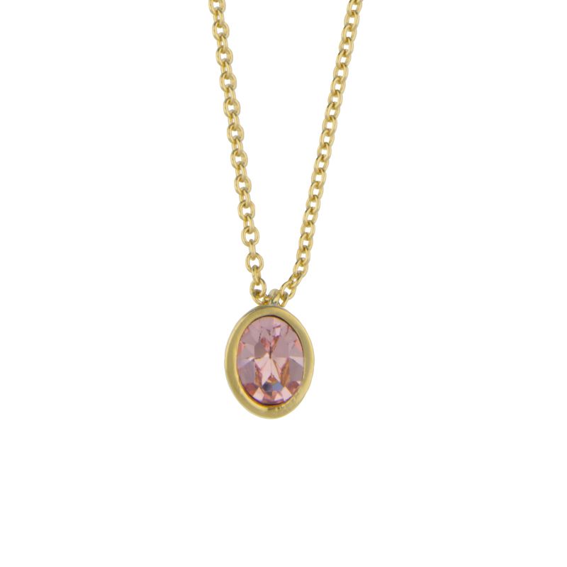 Collar para Mujer con Cristal Fino Europeo en forma de Oval Mini, Bañado en Oro 14k- Collar Elegante y Brillante-Collares de Mujer de Moda- Joyería para Mujer de Moda- Regalo especial
