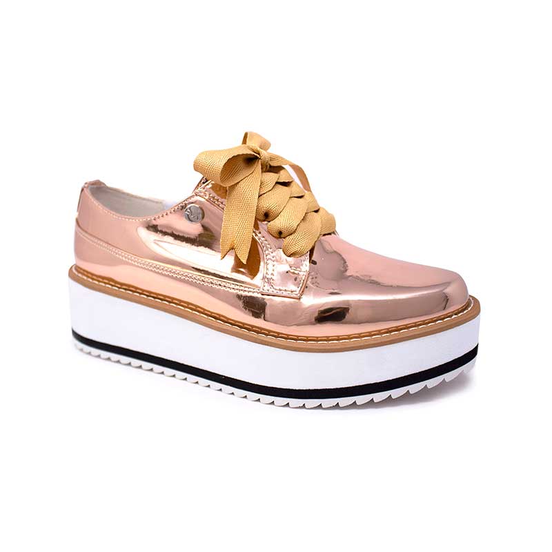 Mules De Plataforma Vida Leve Para Mujer Color Oro Rosado