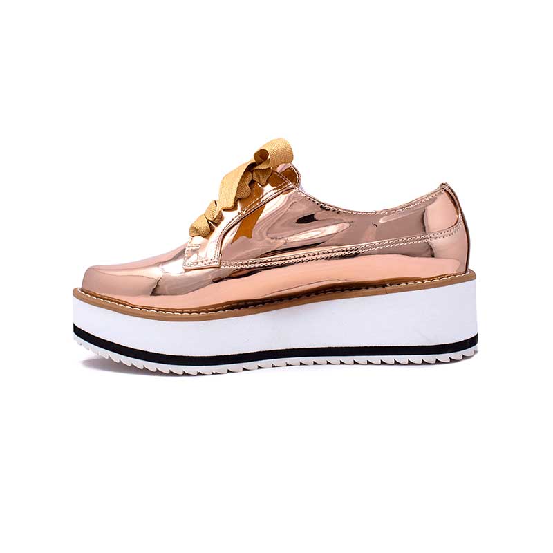Mules De Plataforma Vida Leve Para Mujer Color Oro Rosado