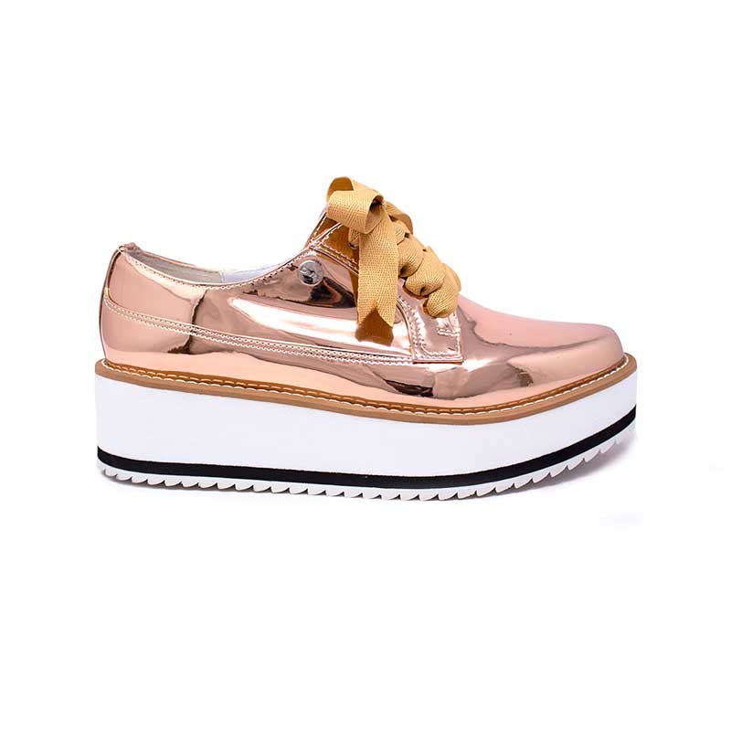 Mules De Plataforma Vida Leve Para Mujer Color Oro Rosado