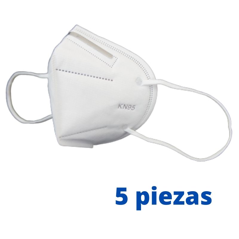 5 Pz, Cubrebocas, Mascarilla, Tapabocas N95, KN95 con Certificación FDA USA, CE ECM en Empaque Individual, Paquete de 5 pz.