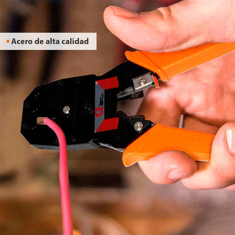 PINZA PONCHADORA/PELACABLES QIAN BAGONG, 3 EN  1, PARA CONECTORES RJ45, RJ11 Y RJ12 (QAP-37401)