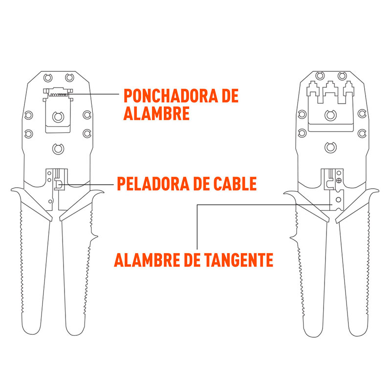 PINZA PONCHADORA/PELACABLES QIAN BAGONG, 3 EN  1, PARA CONECTORES RJ45, RJ11 Y RJ12 (QAP-37401)