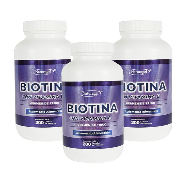 Biotina con Vitamina E y Germen de Trigo Naturagel Paquete de 3 frascos
