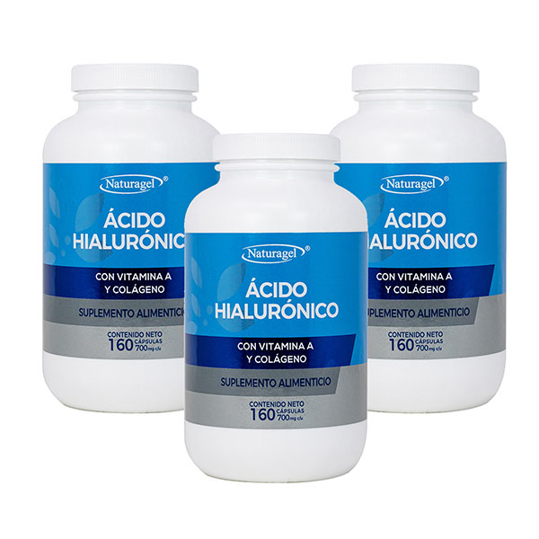 Acido Hialurónico con Vitamina A y Colágeno Naturagel Paquete de 3 frascos