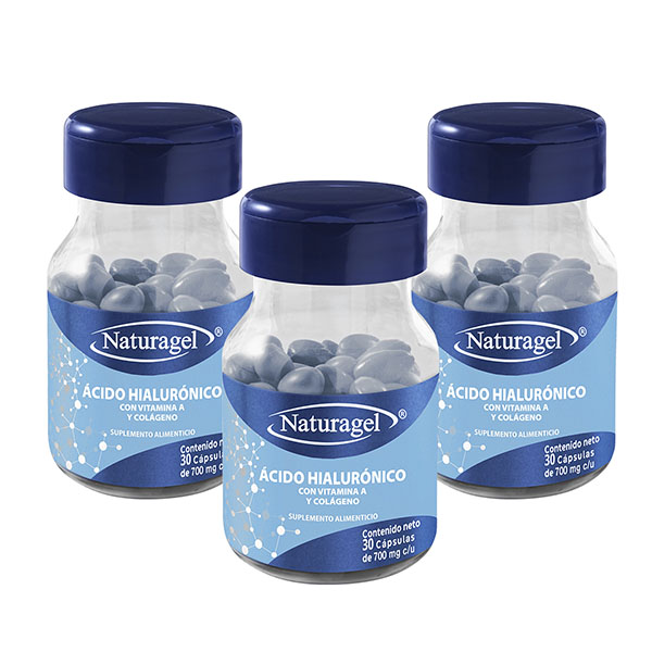 Acido Hialurónico con Vitamina A y Colágeno Naturagel Paquete de 3 frascos