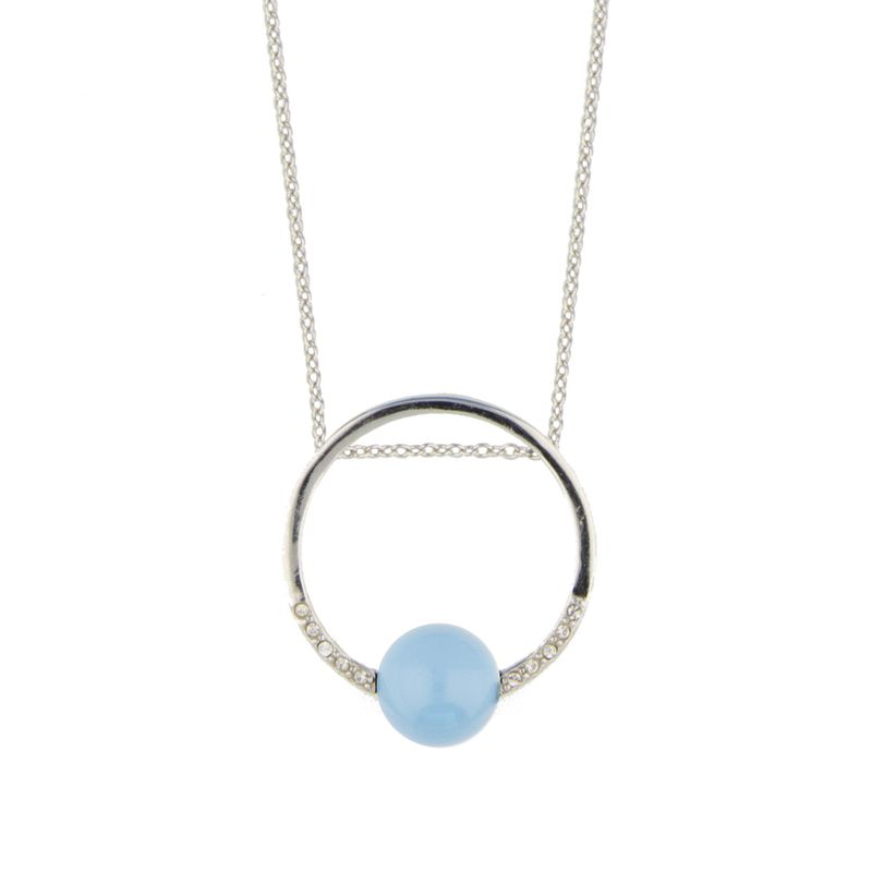 Collar Herradura Plata Elaborado con Cristal Fino Rodio Azul