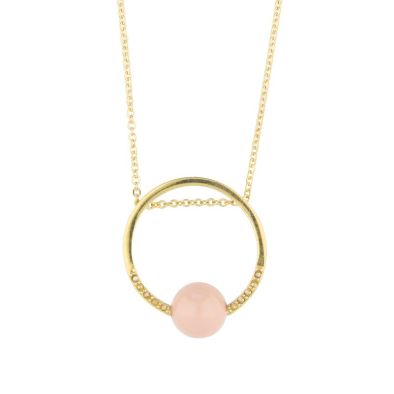 Collar para Mujer con Cristal Fino Europeo en forma de Aro Perla, Bañado en Oro 14k- Collar Elegante y Brillante-Collares de Mujer de Moda- Joyería para Mujer de Moda- Regalo especial