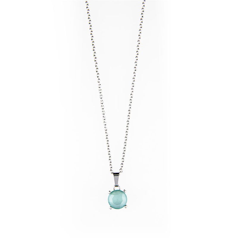 Collar para Mujer con Cristal Fino Europeo Solitario, Bañado en Rodio- Collar Elegante y Brillante-Collares de Mujer de Moda- Joyería para Mujer de Moda- Regalo especial