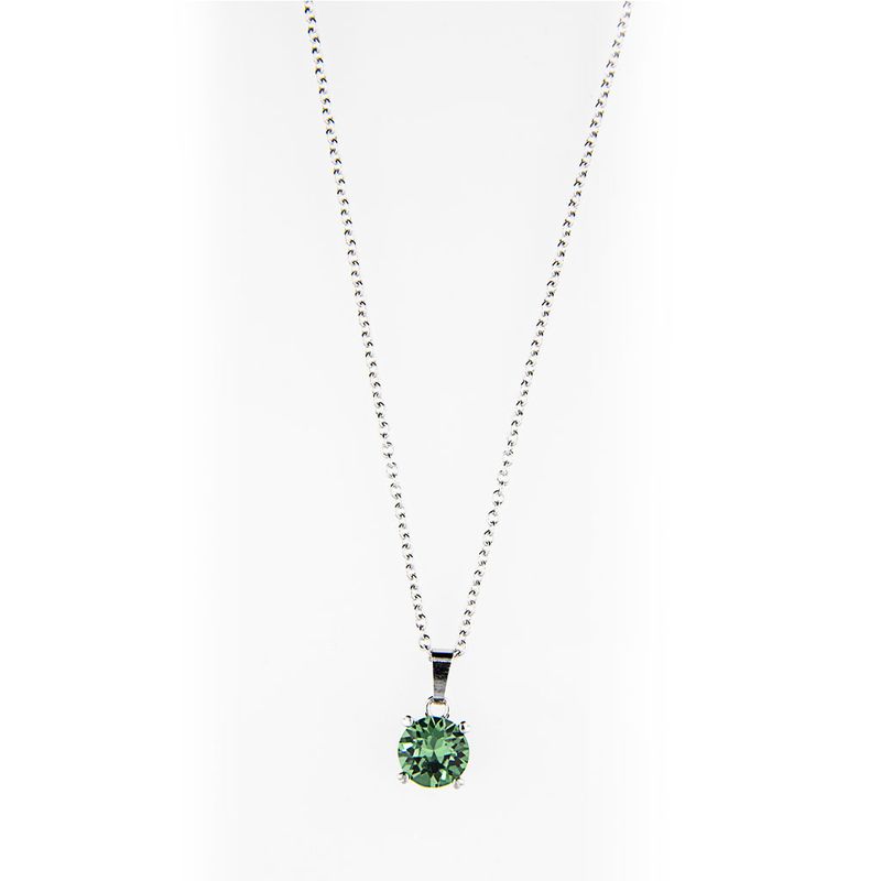 Collar para Mujer con Cristal Fino Europeo Solitario, Bañado en Rodio- Collar Elegante y Brillante-Collares de Mujer de Moda- Joyería para Mujer de Moda- Regalo especial