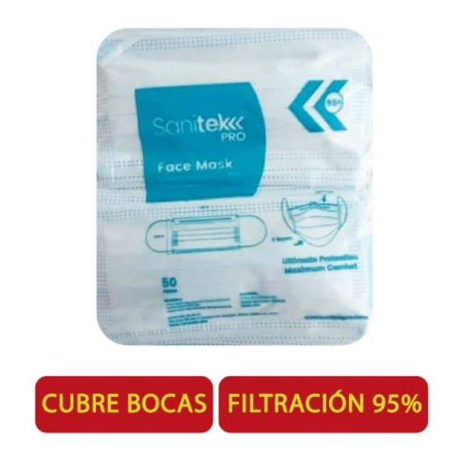 50 Cubrebocas  Grado Medico Filtro Pfe95 3 Capas Sanitek Pro