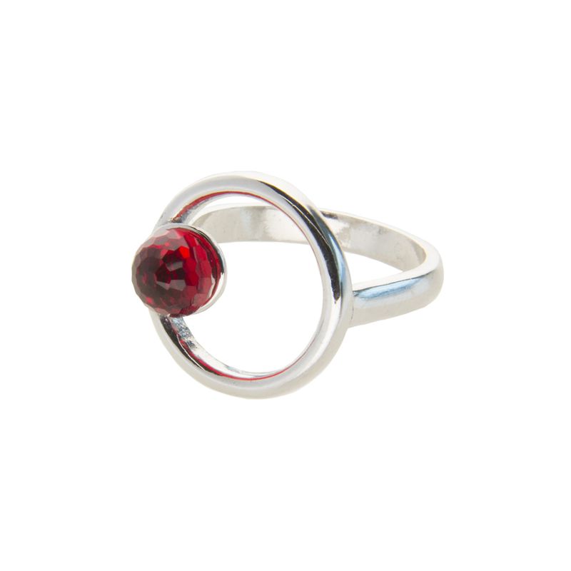 Anillo Esfera Plata Elaborado Con Cristal Swarovski Rodio Siam #6
