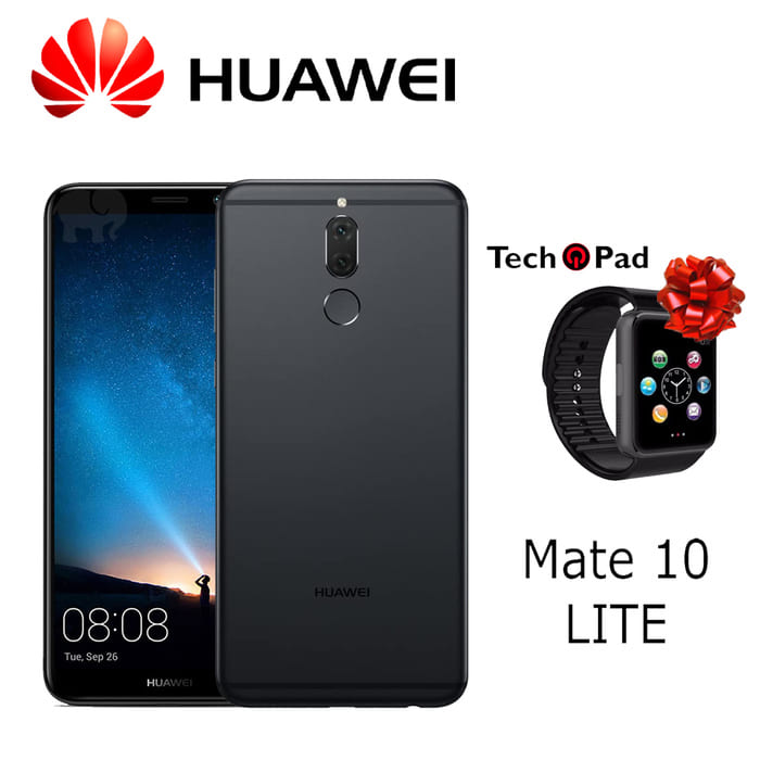 Celular Huawei Mate 10 Lite 64gb-4gb - Negro - Dual Sim + Smartwatch Tech-Pad