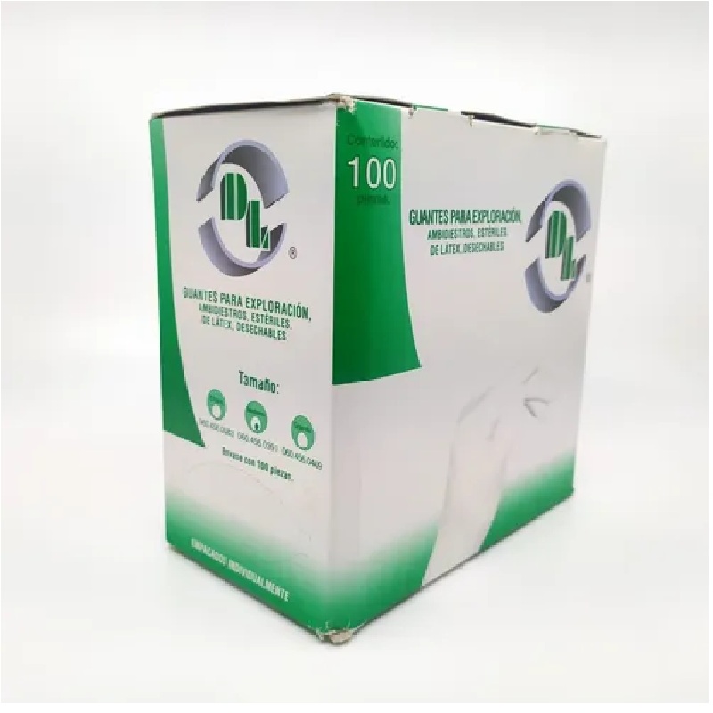 100 pcs guantes latex + Cubrebocas 100 piezas doble capa