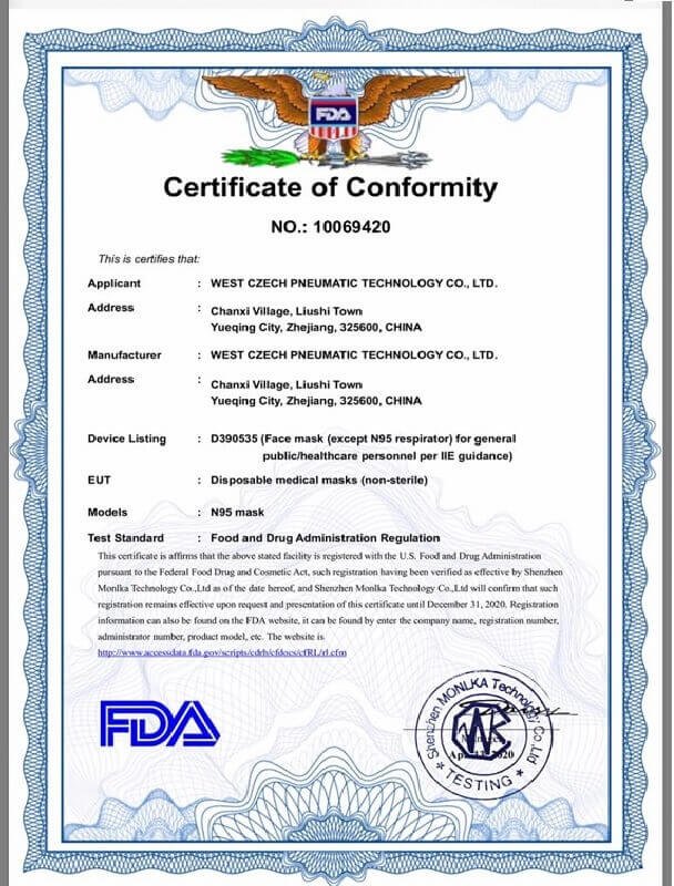  Cubrebocas KN95 5 capas , maxima proteccion 98.5% Caja con 1000pz Certificaciones NYCE y FDA